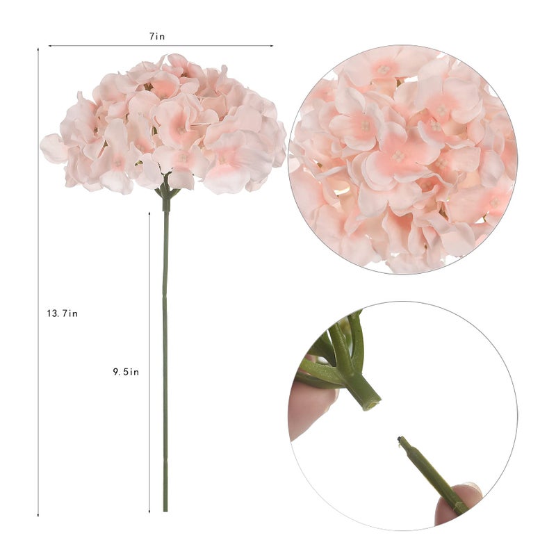LUSHIDI 10PCS Artificial Hydrangea Flowers  Fake Hydrangea Silk Flowers Heads with Stems for Wedding Home Party Shop Baby Shower Decoration-Light Pink - Image 4